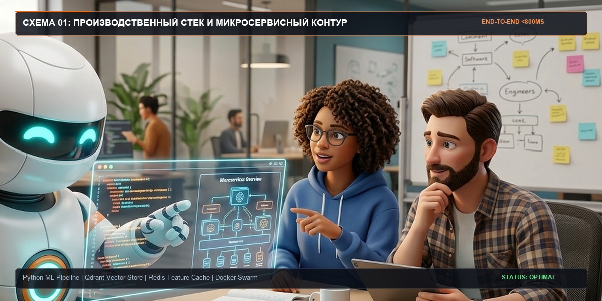 Схема 17: Производственный технологический стек и микросервисная архитектура отказоустойчивой диалоговой платформы