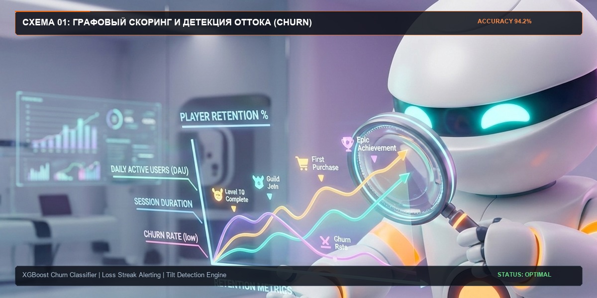 Схема 4: Многоуровневый конвейер прогнозирования оттока и предиктивного моделирования LTV